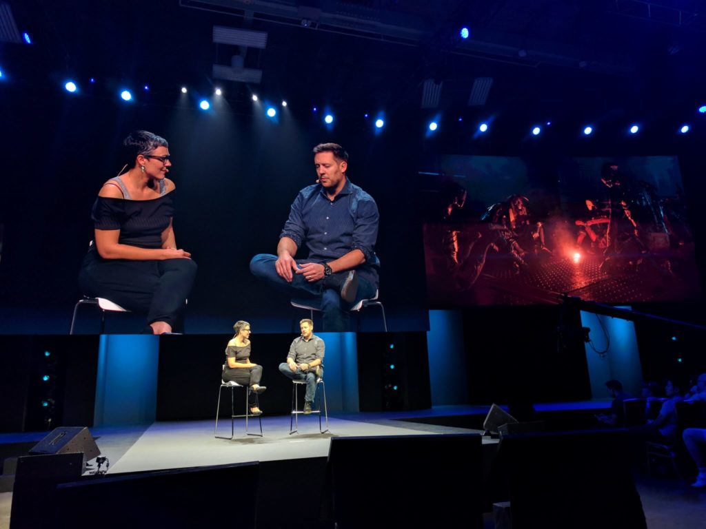  Neill Blomkamp being interviewed on stage